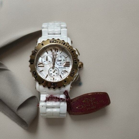 NEW Oniss Paris White MOP Dial White Ceramic Watch